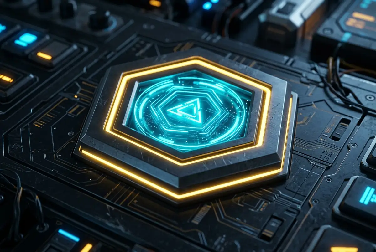 Futuristic hexagon spin button