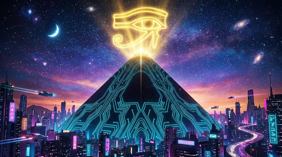 Futuristic obsidian pyramid